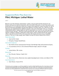 Role-Play Exercise Flint, Michigan: Lethal Water