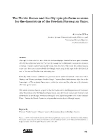 The Nordic Games and the Olympic Platform As Arena for the Dissolution of the Swedish-Norwegian Union