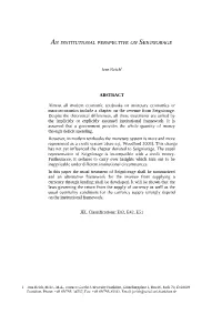 An Institutional Perspective on Seigniorage