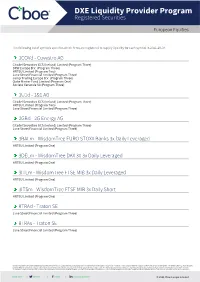 DXE Liquidity Provider Program Registered Securities