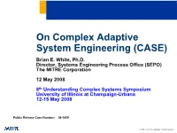 Fundamentals of Enterprise Systems Engineering (ESE)* Outline
