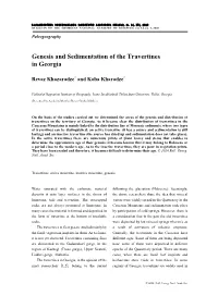 Genesis and Sedimentation of the Travertines in Georgia