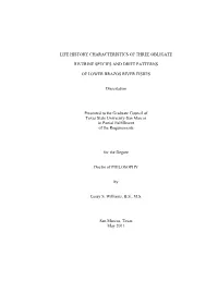 LIFE HISTORY CHARACTERISTICS of THREE OBLIGATE RIVERINE SPECIES and DRIFT PATTERNS of LOWER BRAZOS RIVER FISHES Dissertation Pr