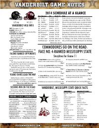 Vanderbilt GAME NOTES