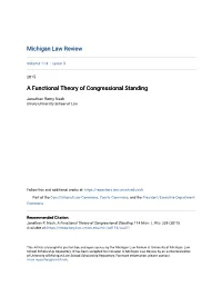 A Functional Theory of Congressional Standing