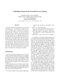 A Modeling Framework for Network Processor Systems
