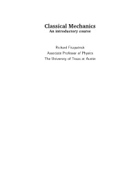 Classical Mechanics an Introductory Course
