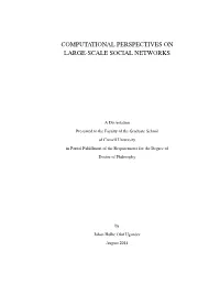 Computational Perspectives on Large-Scale Social Networks
