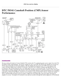 DTC P0341 Camshaft Position (CMP) Sensor Performance