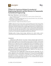 Global CO2 Emission-Related Geotechnical Engineering Hazards and the Mission for Sustainable Geotechnical Engineering