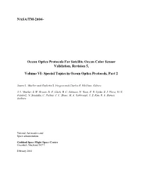 Special Topics in Ocean Optics Protocols, Part 2