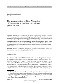 The Assassination of King Alexander I of Yugoslavia in the Light of Archival Press Articles