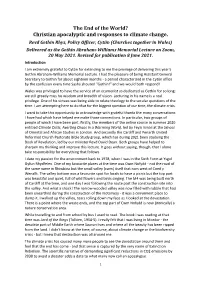 The End of the World? Christian Apocalyptic and Responses to Climate Change