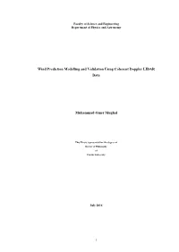 Wind Prediction Modelling and Validation Using Coherent Doppler LIDAR Data