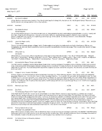 11/30/2017 Daily Program Listing II 10/15/2017 Page 1 of 119 Start Title Wed, Nov 01, 2017 Subtitle Ster