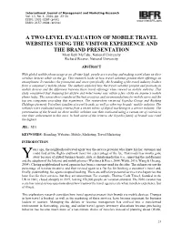 A Two-Level Evaluation of Mobile Travel Websites