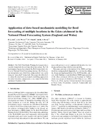 Application of Data-Based Mechanistic Modelling for Flood Forecasting At
