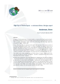 High Speed Rail in Spain - a Statement from a Foreign Expert