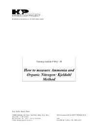 How to Measure Ammonia and Organic Nitrogen: Kjeldahl Method