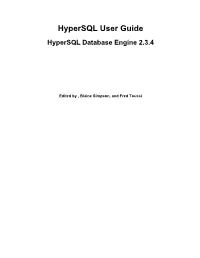 Hypersql User Guide Hypersql Database Engine 2.3.4