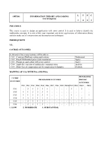 19It501 Information Theory and Coding Techniques