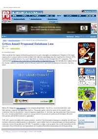 Critics Assail Proposed Database Law