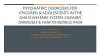 Differential Diagnoses for Youth with Psychiatric Disorders