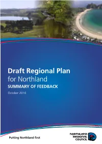 Draft Regional Plan for Northland SUMMARY of FEEDBACK October 2016