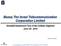 Goodwill Impairment Test of the Cellular Segment June 30Th, 2019