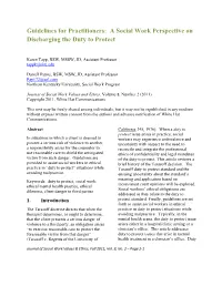 Guidelines for Practitioners: a Social Work Perspective on Discharging the Duty to Protect