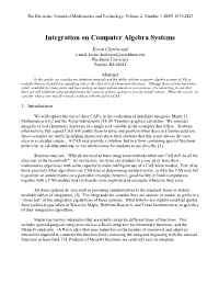 Integration Benchmarks for Computer Algebra Systems