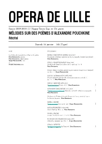 Mélodies Sur Des Poèmes D'alexandre Pouchkine