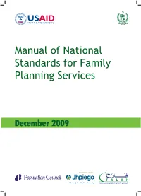 Manual of National Standards for Family Planning Services
