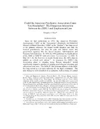 The Dangerous Interaction Between the DSM-5 and Employment Law