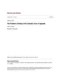 The Problem of Delay in the Colorado Court of Appeals