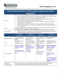 World Geography: Unit 6