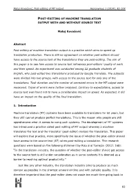 82 Post-Editing of Machine Translation Output