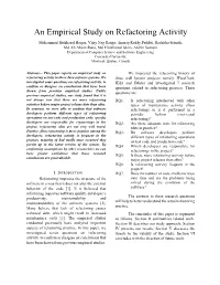 An Empirical Study on Refactoring Activity