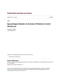An Overview of Problems in Current Alimony Law