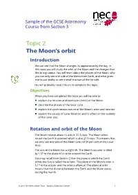 GCSE Astronomy Course Sample N Section 3 Topic 2 N the Moon’S Orbit