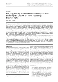 Iron, Engineering and Architectural History in Crisis: Following the Case of the River Dee Bridge Disaster, 1847