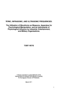 Sonic, Infrasonic, and Ultrasonic Frequencies