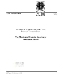 The Maximum Diversity Assortment Selection Problem