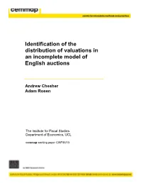 Identification of the Distribution of Valuations in an Incomplete Model of English Auctions