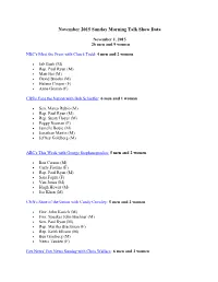 November 2015 Sunday Morning Talk Show Data