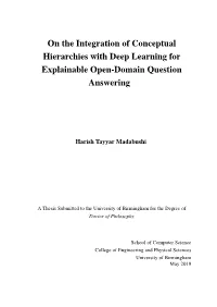 On the Integration of Conceptual Hierarchies with Deep Learning for Explainable Open-Domain Question Answering