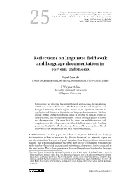 Reflections on Linguistic Fieldwork and Language Documentation in Eastern Indonesia