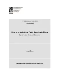 Returns to Agricultural Public Spending in Ghana Cocoa Versus Noncocoa Subsector