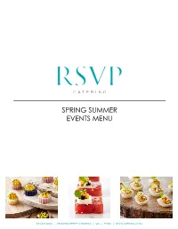 Spring Summer Events Menu