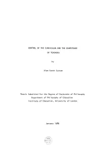 CONTROL of the CURRICULUM and the COMPETENCE By